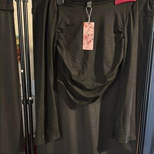 SHEIN Black Ruched Pencil Midi Skirt